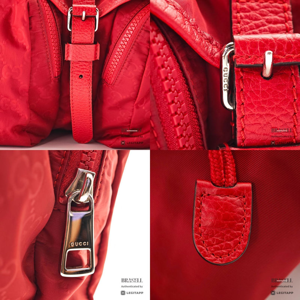 GUCCI GG Nylon Backpack Day Bag Rucksack 510343 Red 【ImportFeeFREE】