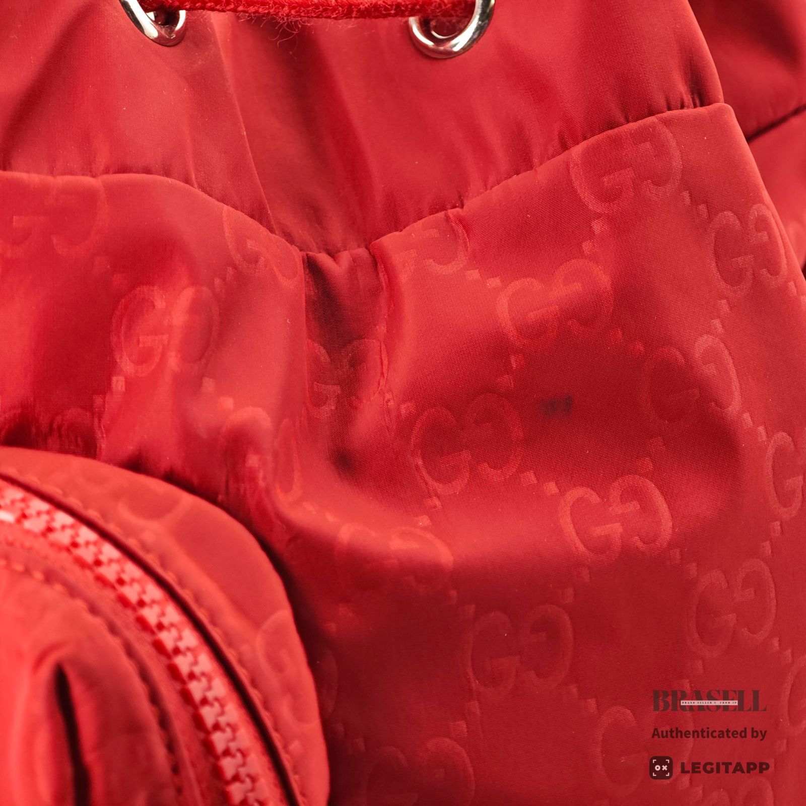GUCCI GG Nylon Backpack Day Bag Rucksack 510343 Red 【ImportFeeFREE】
