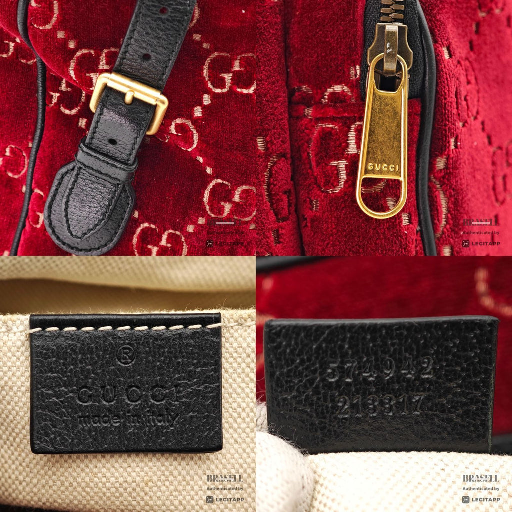 GUCCI GG Velvet Backpack 574942 Red Velour Large Diaper Bag 【ImportFeeFREE】
