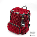 GUCCI GG Velvet Backpack 574942 Red Velour Large Diaper Bag 【ImportFeeFREE】