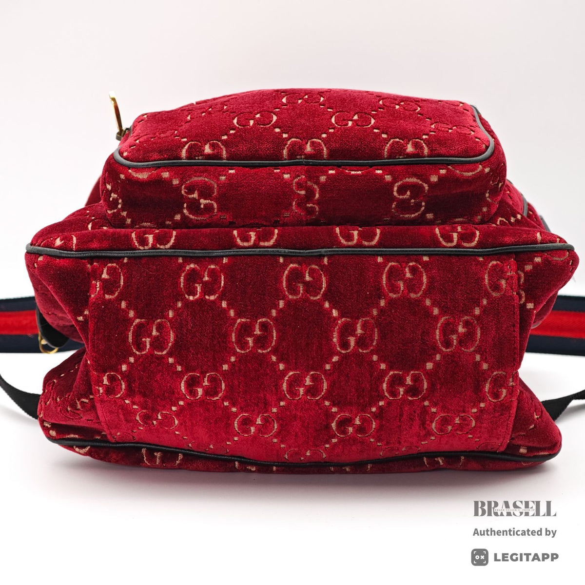 GUCCI GG Velvet Backpack 574942 Red Velour Large Diaper Bag 【ImportFeeFREE】