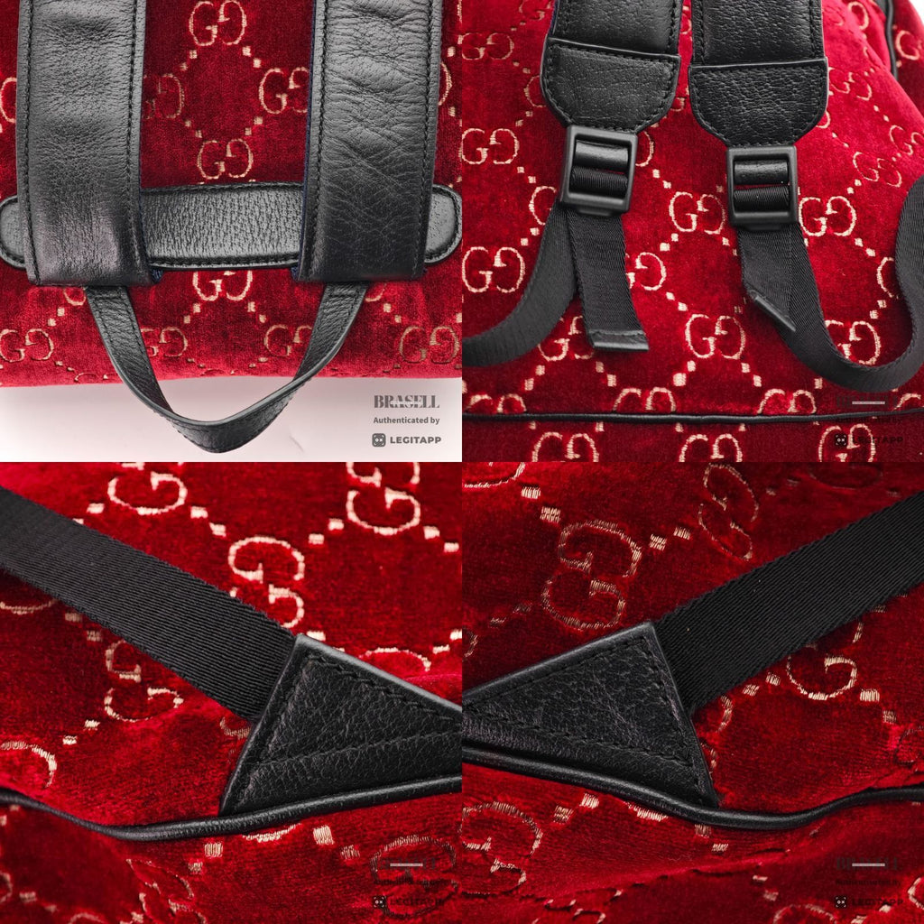 GUCCI GG Velvet Backpack 574942 Red Velour Large Diaper Bag 【ImportFeeFREE】