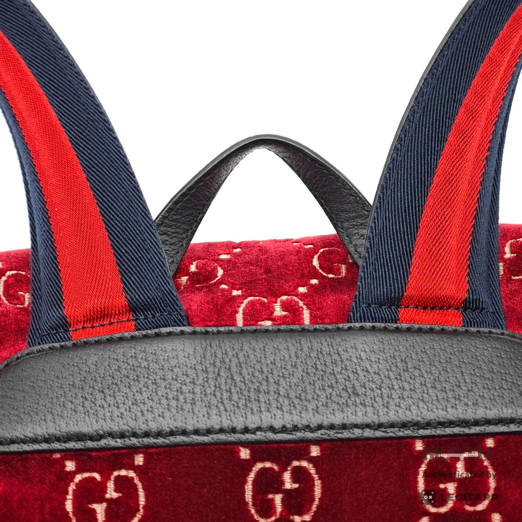 GUCCI GG Velvet Backpack 574942 Red Velour Large Diaper Bag 【ImportFeeFREE】