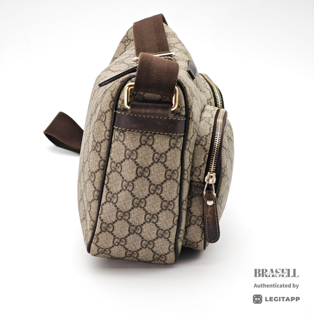 GUCCI GG Supreme 246881 Compact Shoulder Bag Beige Brown 【ImportFeeFREE】
