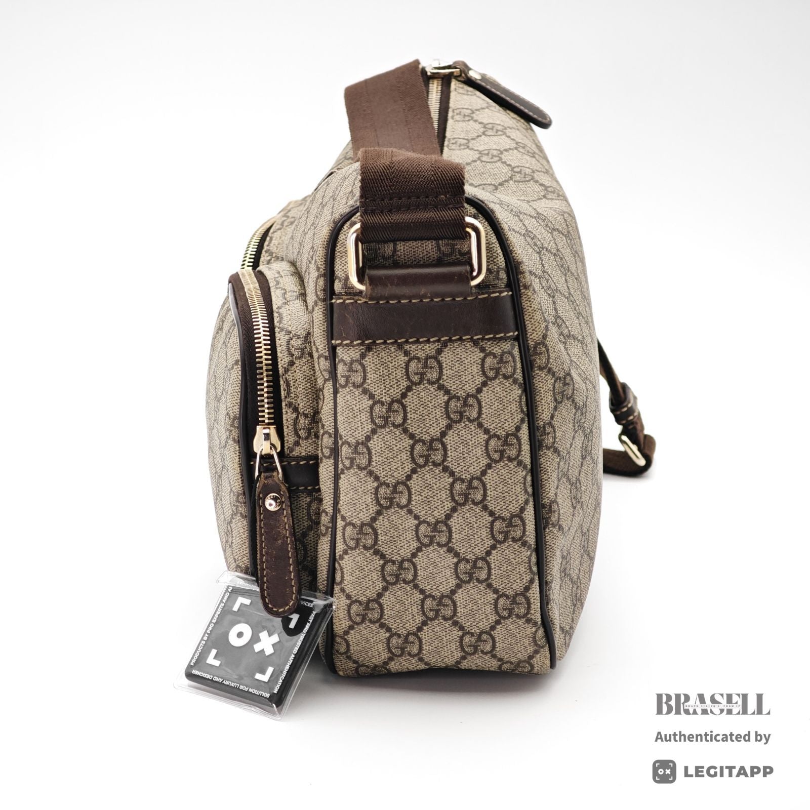 GUCCI GG Supreme 246881 Compact Shoulder Bag Beige Brown 【ImportFeeFREE】