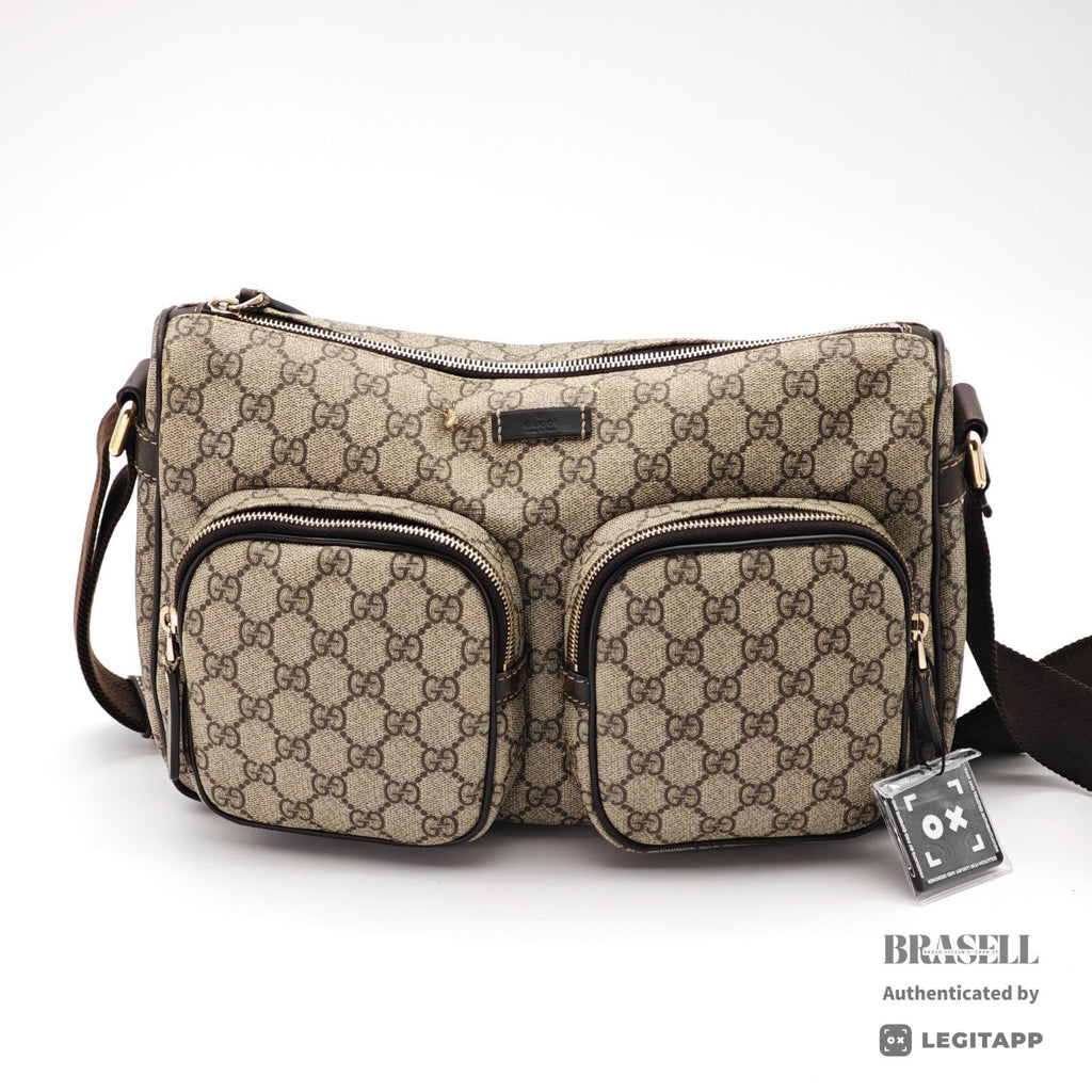 GUCCI GG Supreme 246881 Compact Shoulder Bag Beige Brown 【ImportFeeFREE】