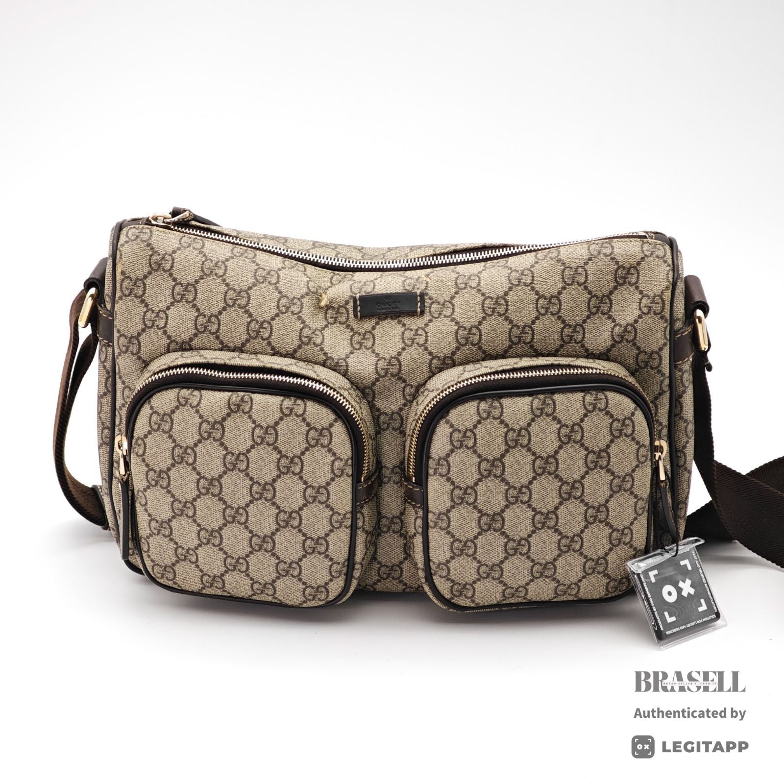 GUCCI GG Supreme 246881 Compact Shoulder Bag Beige Brown 【ImportFeeFREE】