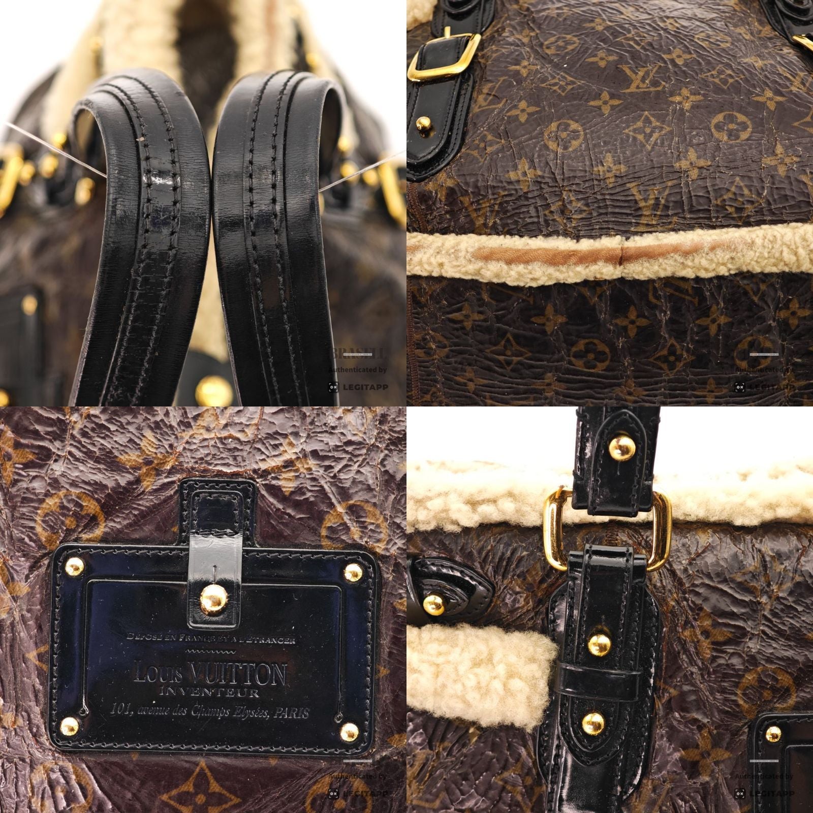 LOUIS VUITTON Storm Shearling M95574 Monogram Handbag Brown 【ImportFeeFREE】