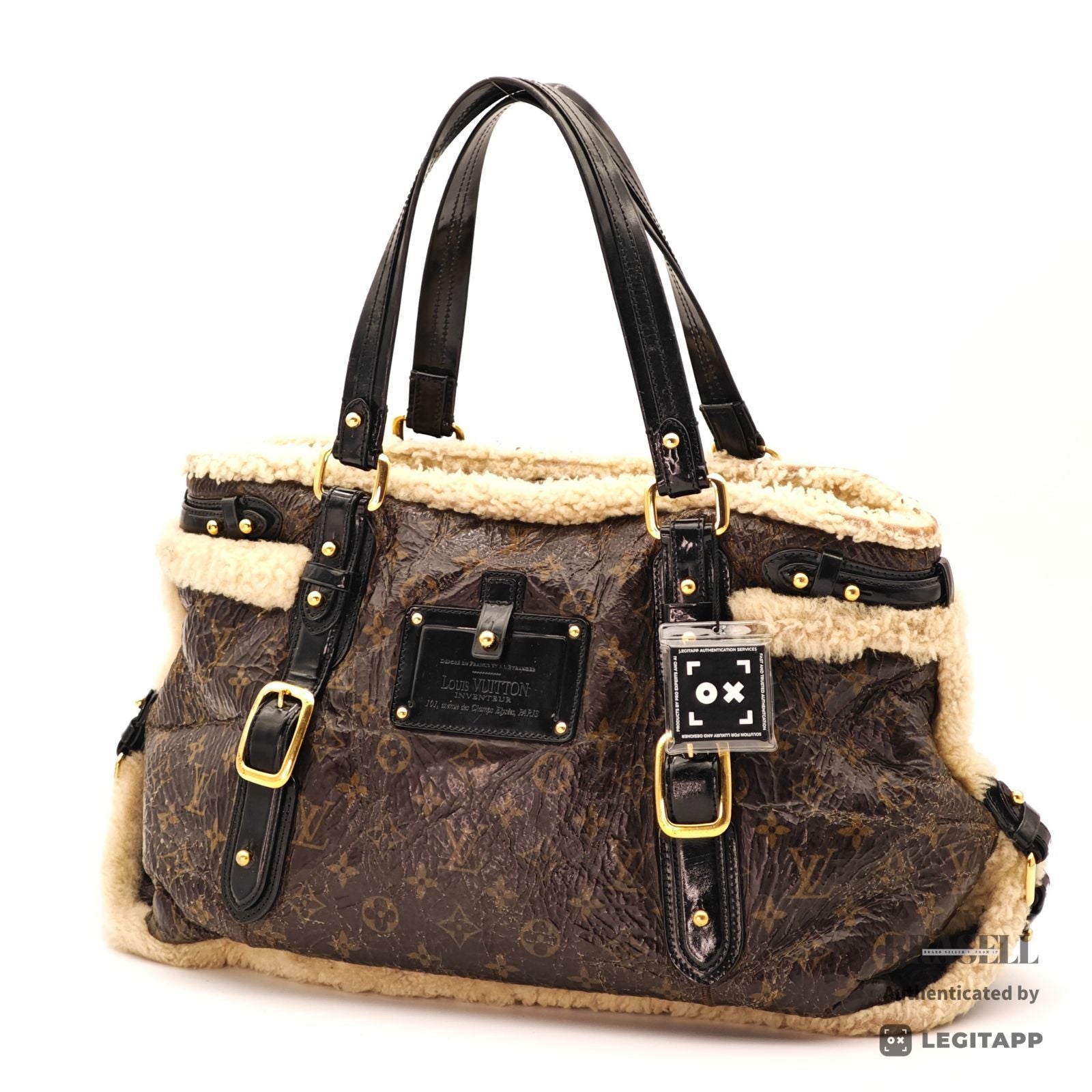 LOUIS VUITTON Storm Shearling M95574 Monogram Handbag Brown 【ImportFeeFREE】
