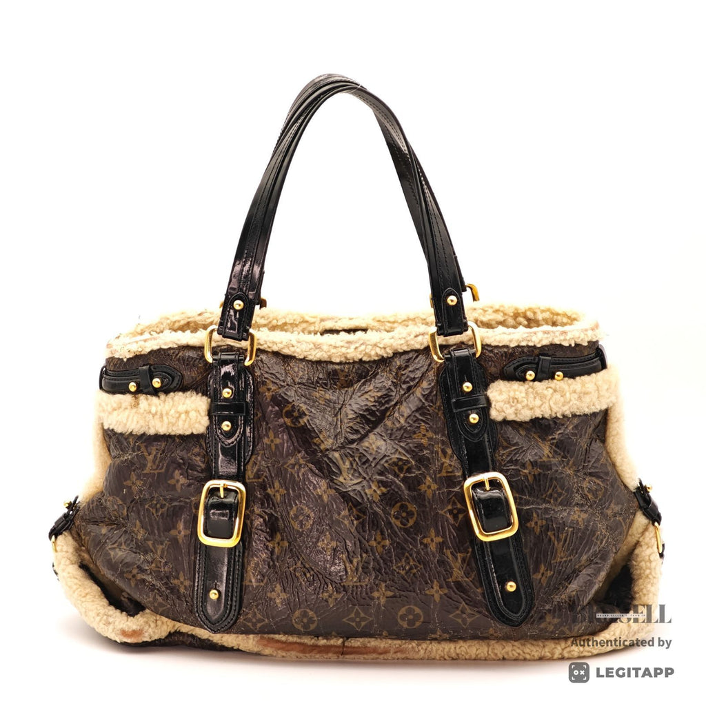 LOUIS VUITTON Storm Shearling M95574 Monogram Handbag Brown 【ImportFeeFREE】