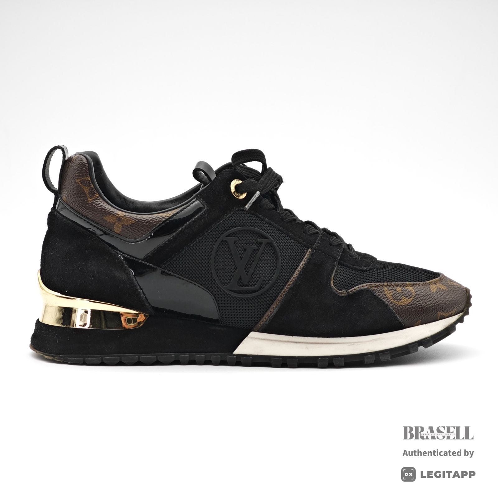 LOUIS VUITTON Run Away Sneakers Black Men's Monogram US11 【ImportFeeFREE】