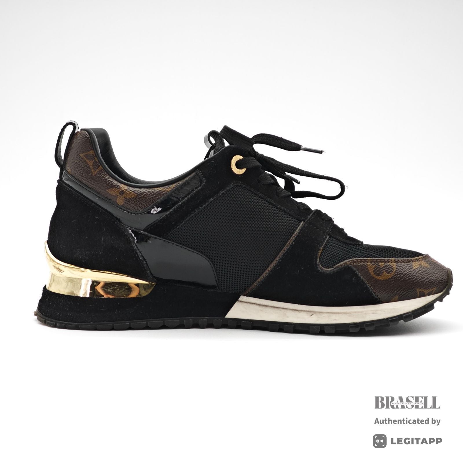 LOUIS VUITTON Run Away Sneakers Black Men's Monogram US11 【ImportFeeFREE】
