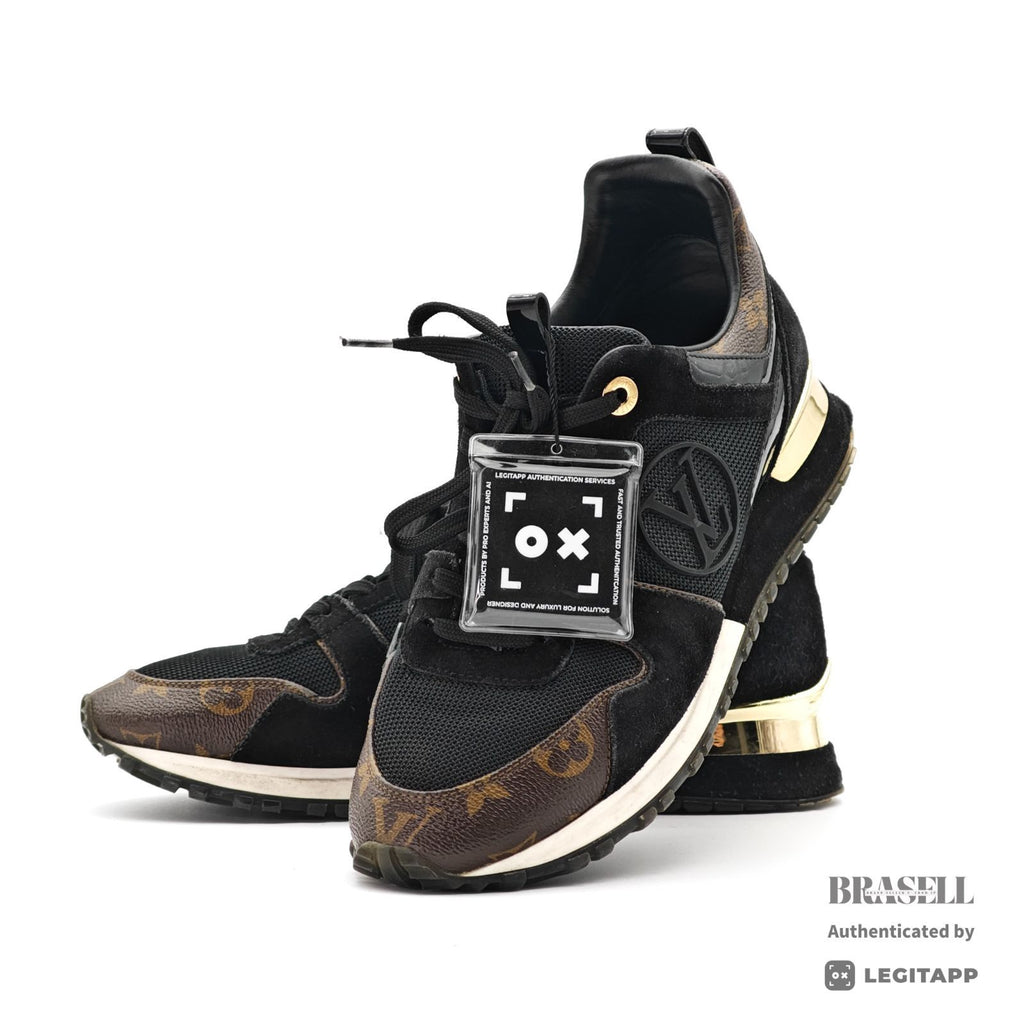 LOUIS VUITTON Run Away Sneakers Black Men's Monogram US11 【ImportFeeFREE】