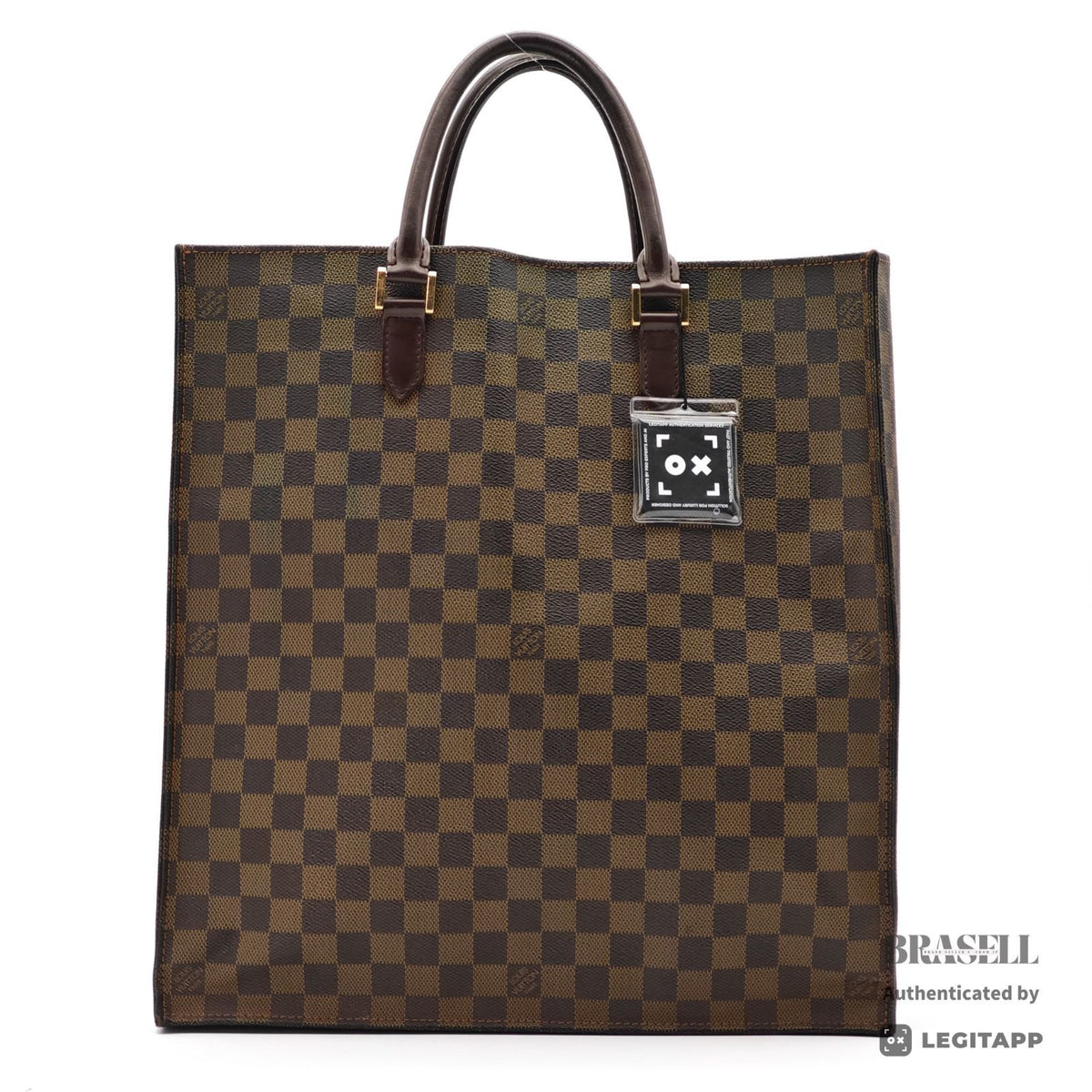 LOUIS VUITTON Damier Ebene Sac Plat Tote N51140 Handbag Brown【ImportFeeFREE】