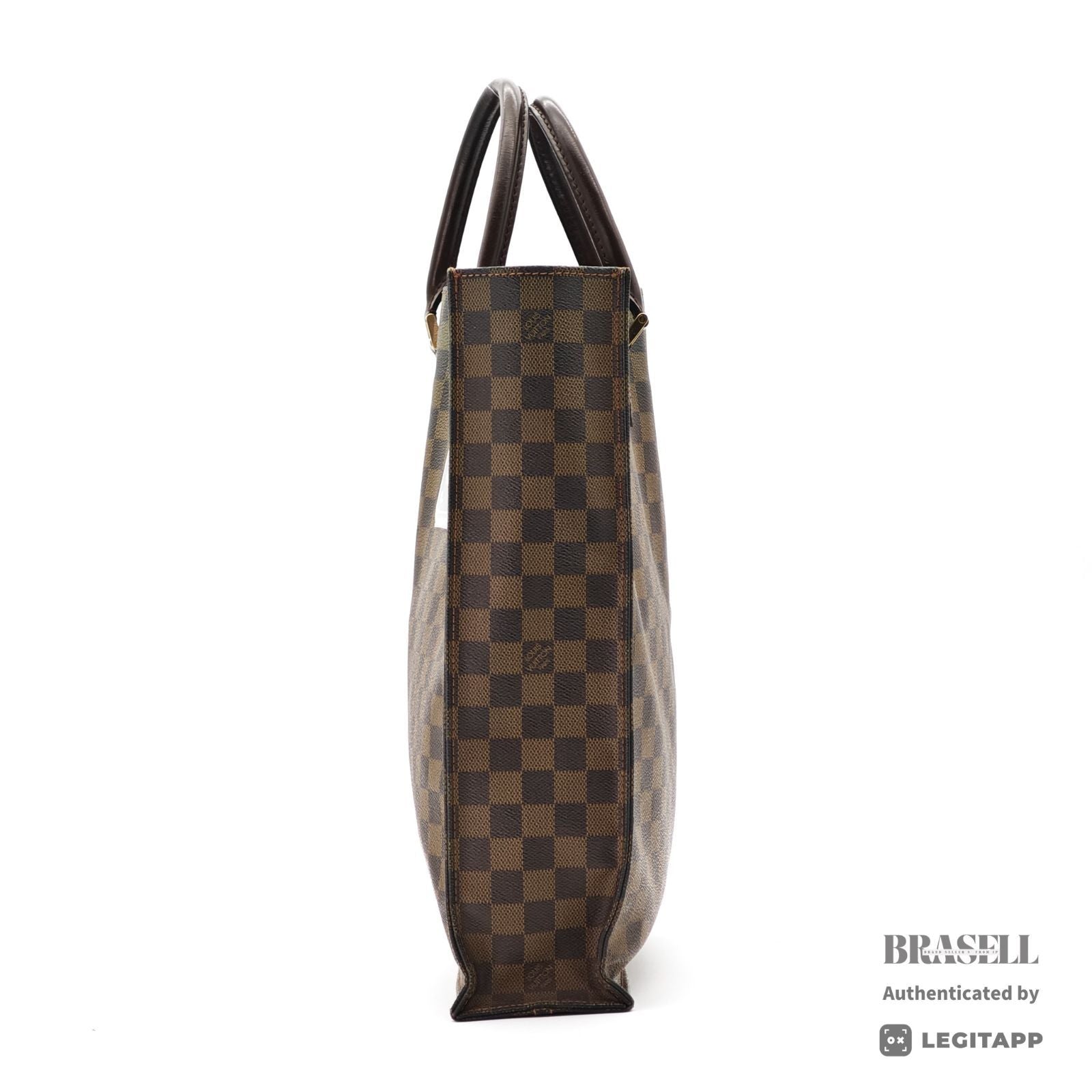 LOUIS VUITTON Damier Ebene Sac Plat Tote N51140 Handbag Brown【ImportFeeFREE】