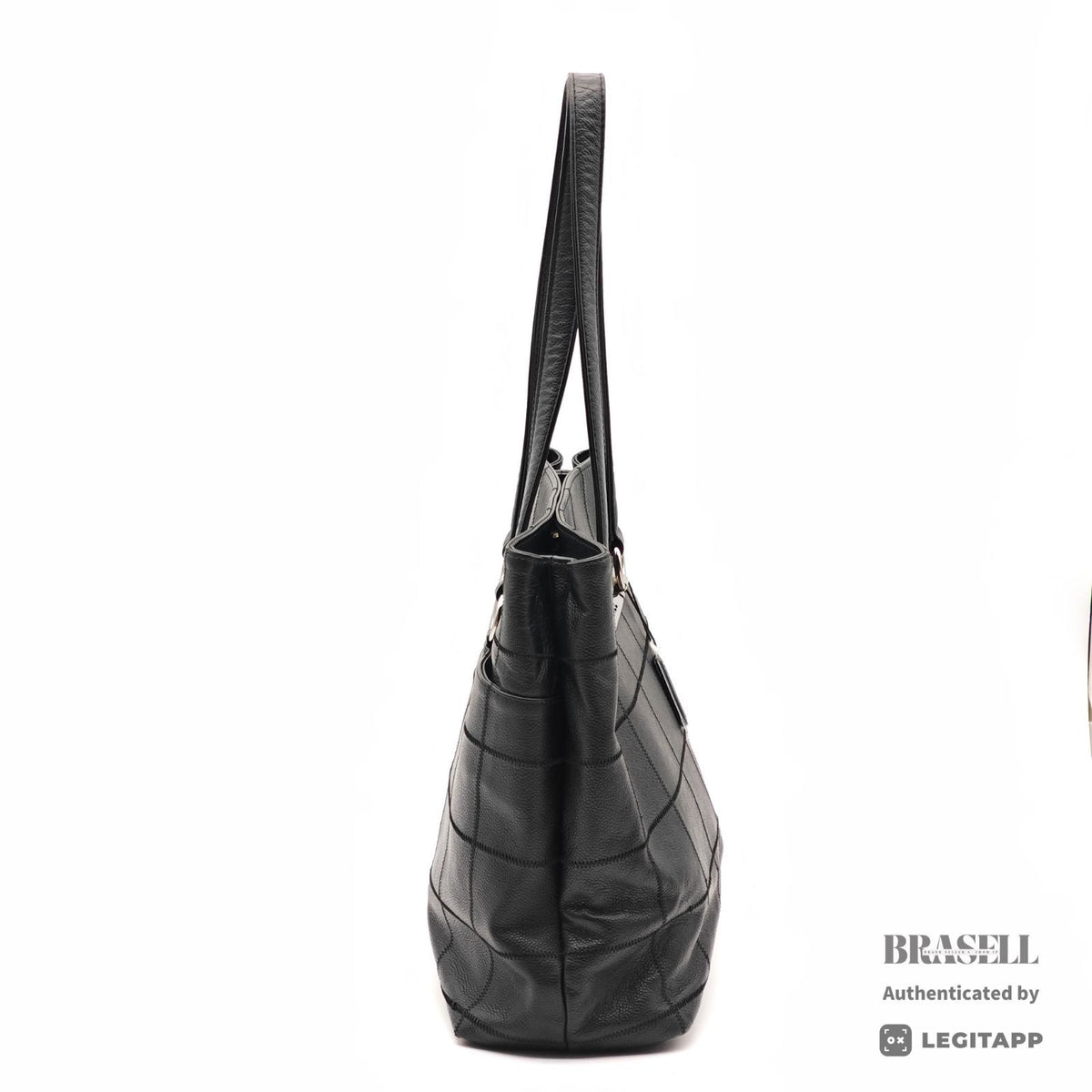 CHANEL Chocolate Bar Calfskin Shoulder Tote Hand Bag Black 【ImportFeeFREE】