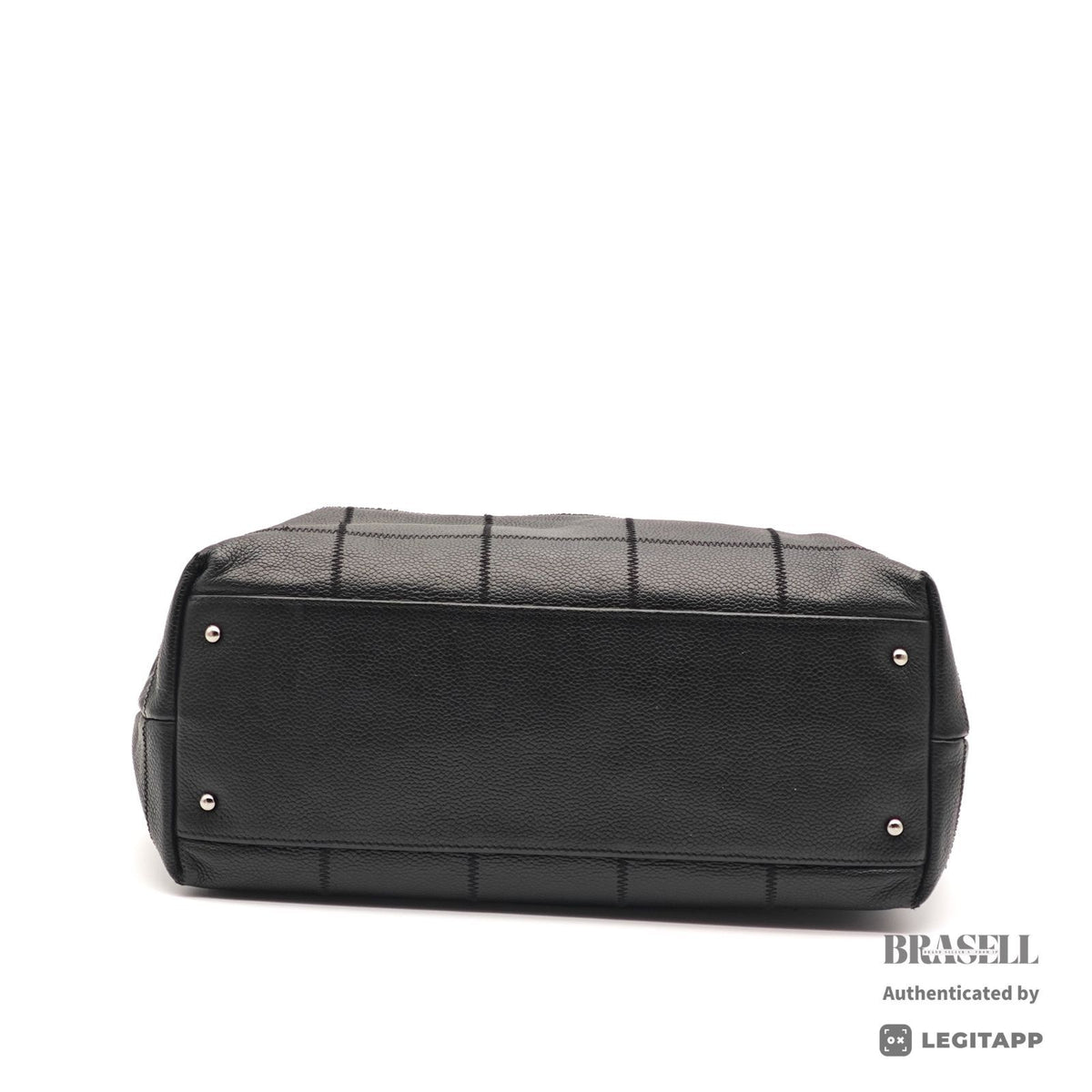 CHANEL Chocolate Bar Calfskin Shoulder Tote Hand Bag Black 【ImportFeeFREE】