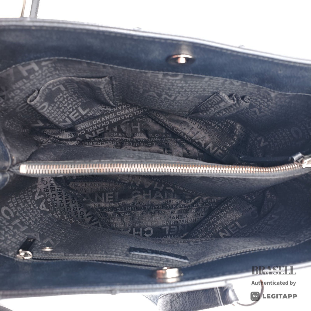 CHANEL Chocolate Bar Calfskin Shoulder Tote Hand Bag Black 【ImportFeeFREE】