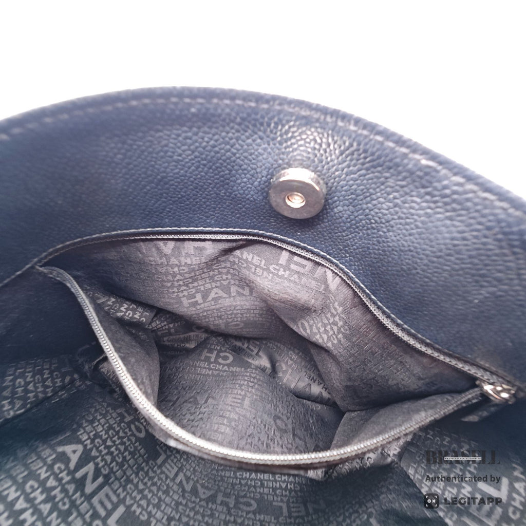 CHANEL Chocolate Bar Calfskin Shoulder Tote Hand Bag Black 【ImportFeeFREE】