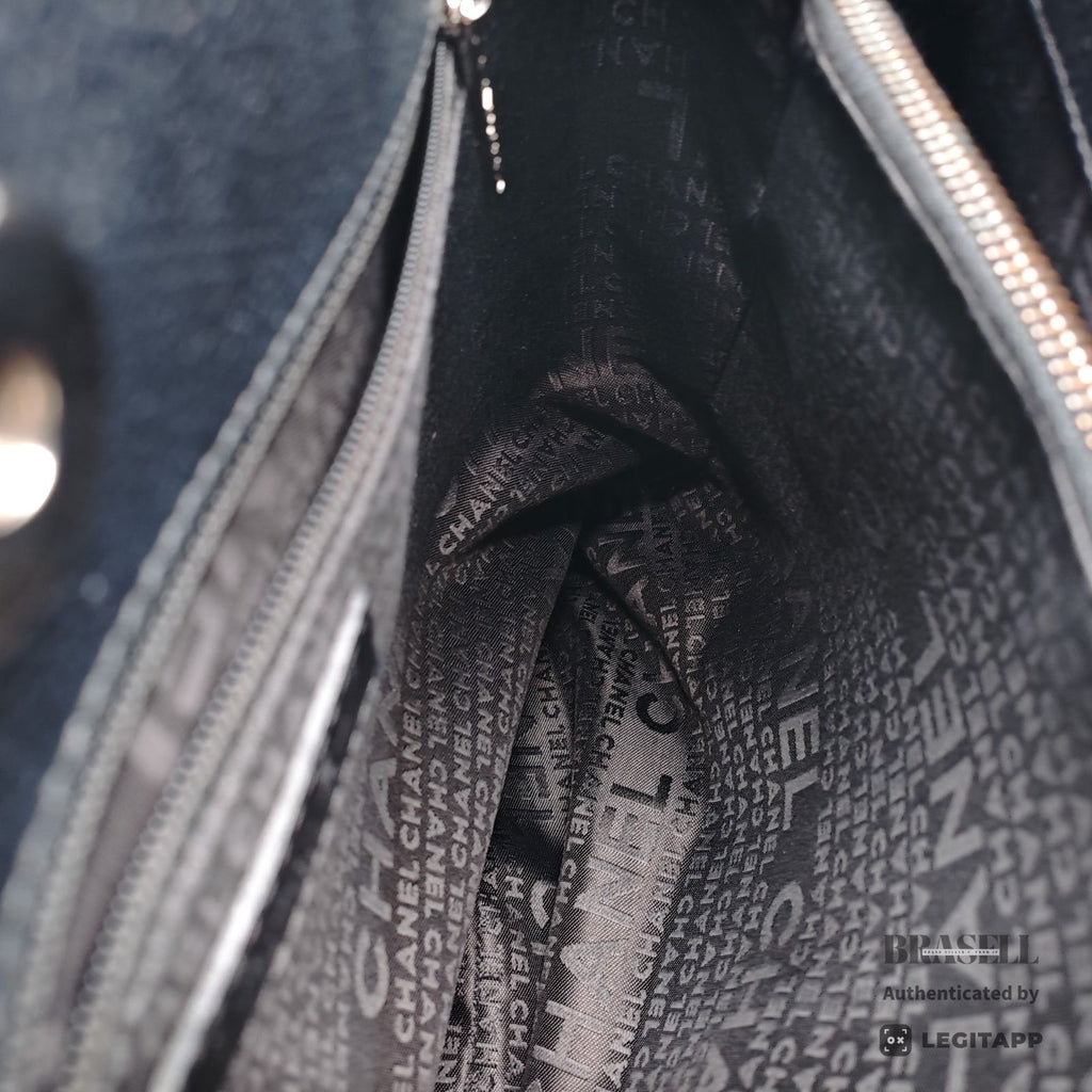 CHANEL Chocolate Bar Calfskin Shoulder Tote Hand Bag Black 【ImportFeeFREE】