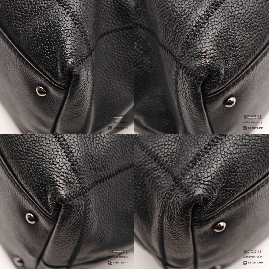 CHANEL Chocolate Bar Calfskin Shoulder Tote Hand Bag Black 【ImportFeeFREE】