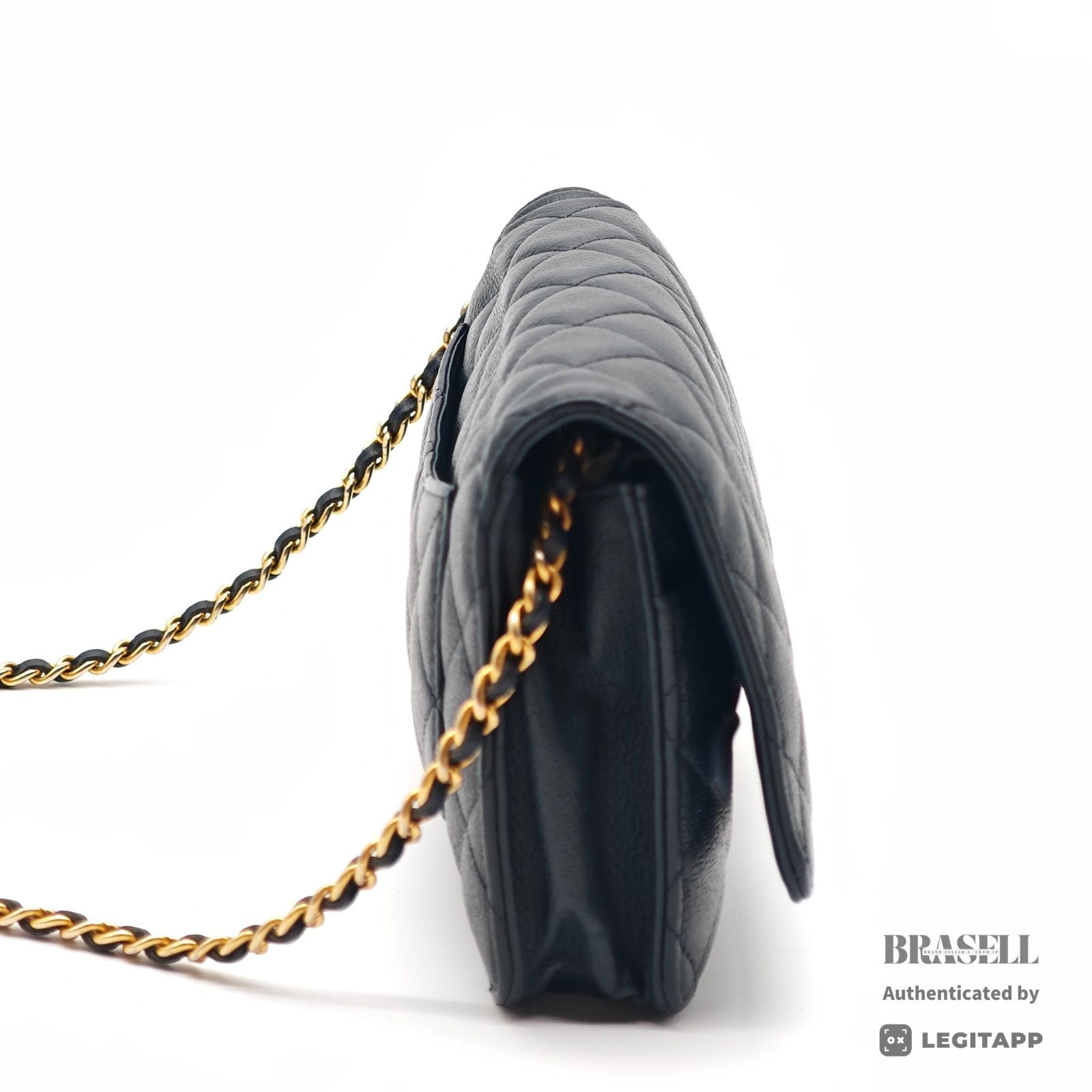 CHANEL WOC Chain Shoulder Bag Crossbody Navy Leather Women 【ImportFeeFREE】
