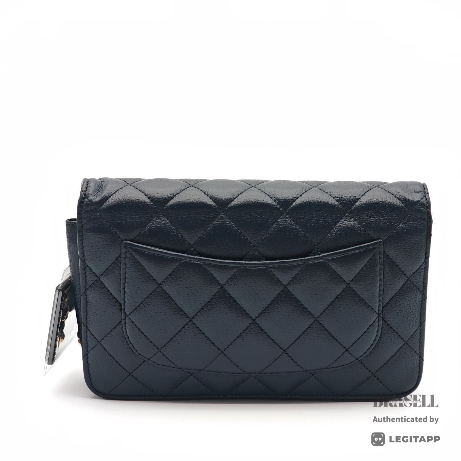 CHANEL WOC Chain Shoulder Bag Crossbody Navy Leather Women 【ImportFeeFREE】