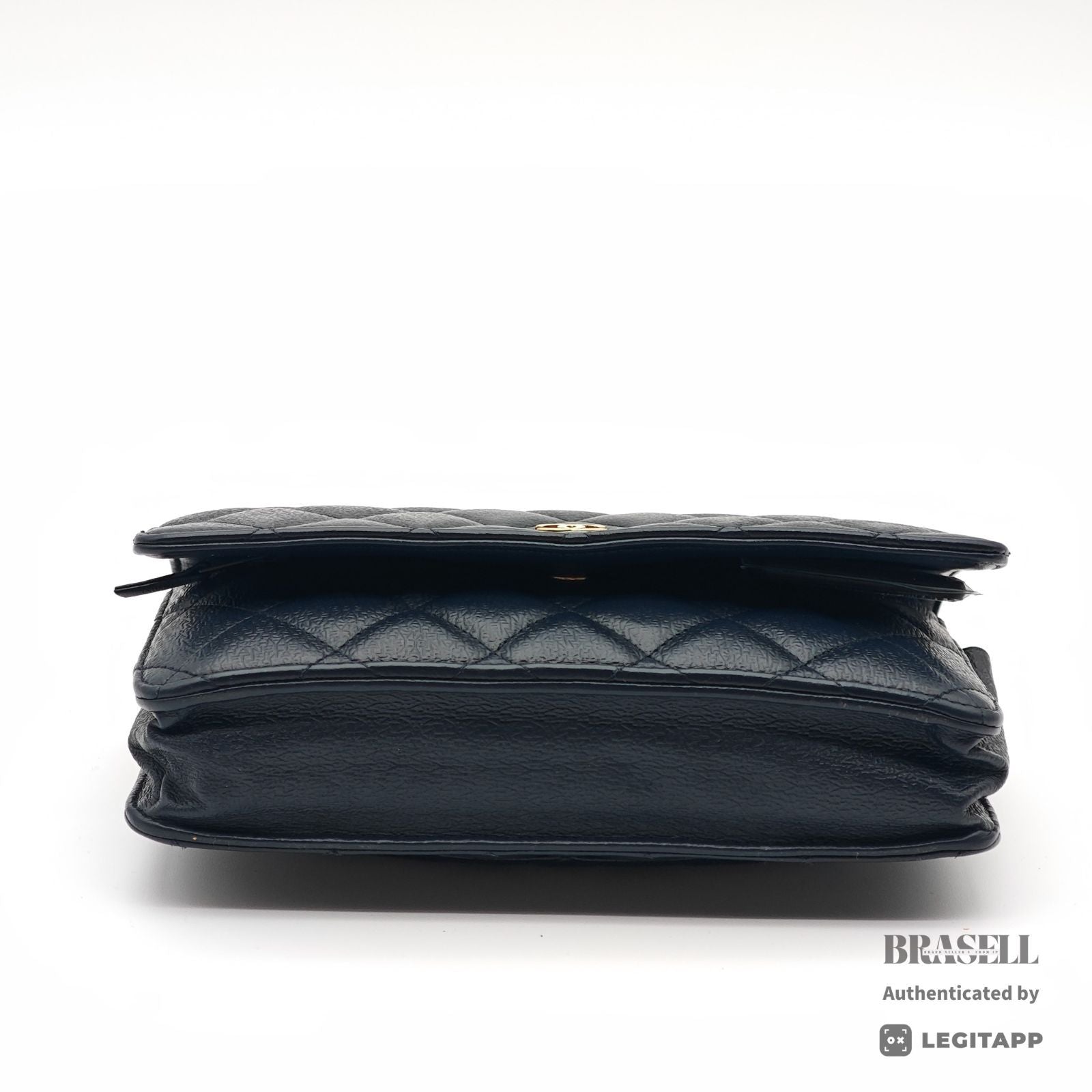 CHANEL WOC Chain Shoulder Bag Crossbody Navy Leather Women 【ImportFeeFREE】