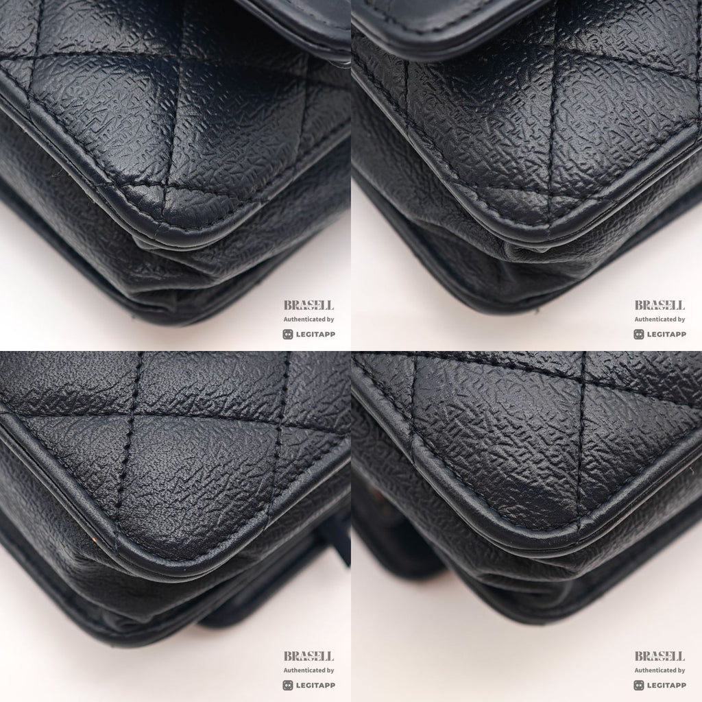 CHANEL WOC Chain Shoulder Bag Crossbody Navy Leather Women 【ImportFeeFREE】