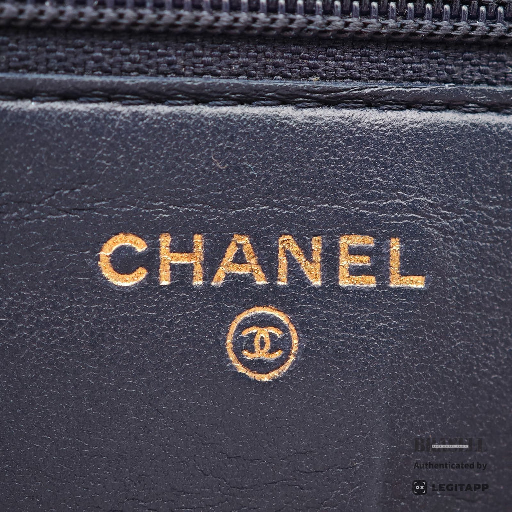 CHANEL WOC Chain Shoulder Bag Crossbody Navy Leather Women 【ImportFeeFREE】