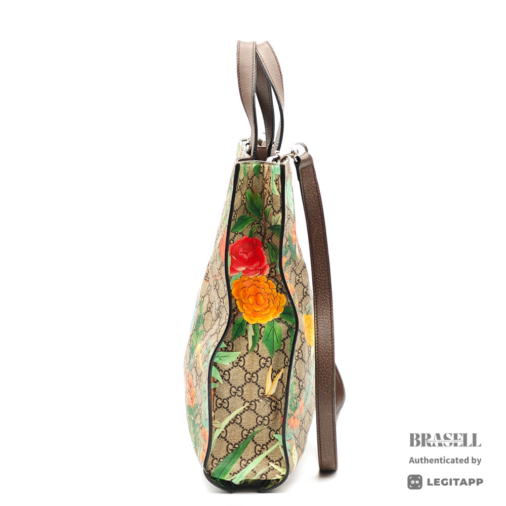 GUCCI TIAN GG Supreme Bird Canvas Beige Tote Bag 450950 【ImportFeeFREE】