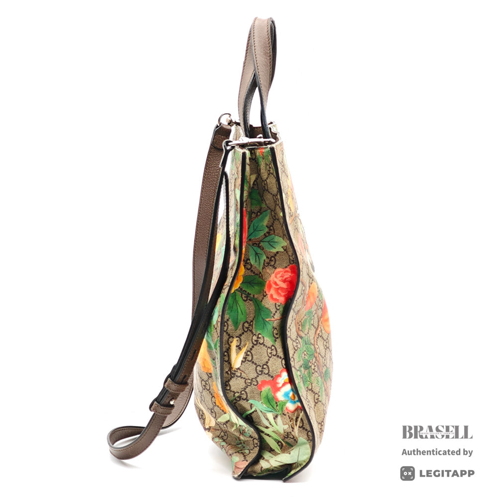 GUCCI TIAN GG Supreme Bird Canvas Beige Tote Bag 450950 【ImportFeeFREE】