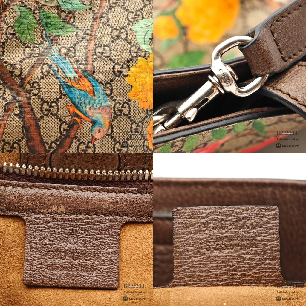 GUCCI TIAN GG Supreme Bird Canvas Beige Tote Bag 450950 【ImportFeeFREE】