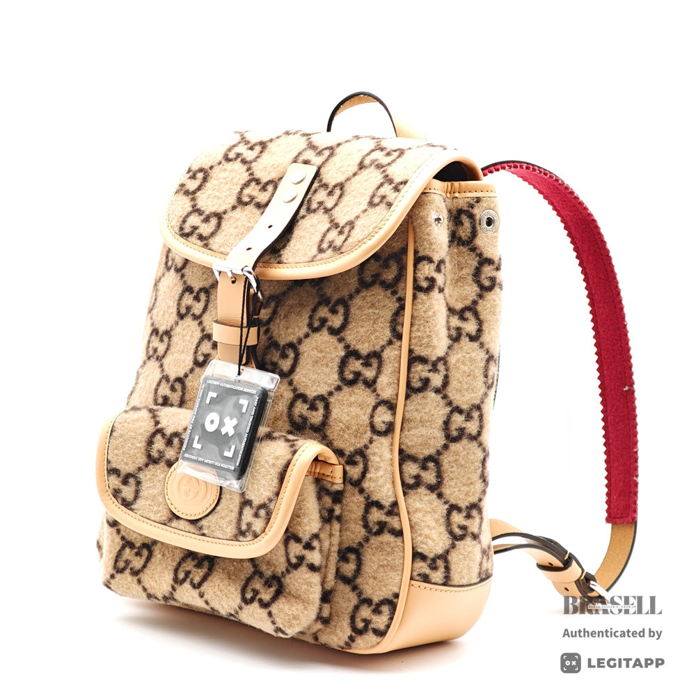 GUCCI GG Wool Backpack Gray Wool Backpack 【ImportFeeFREE】