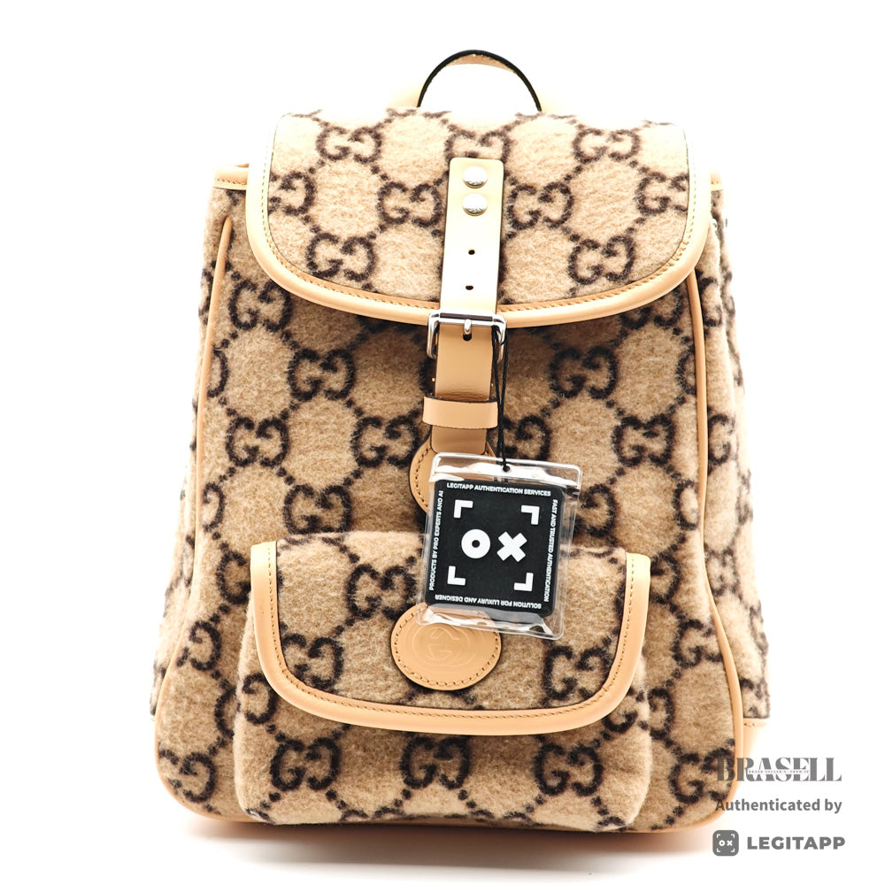 GUCCI GG Wool Backpack Gray Wool Backpack 【ImportFeeFREE】