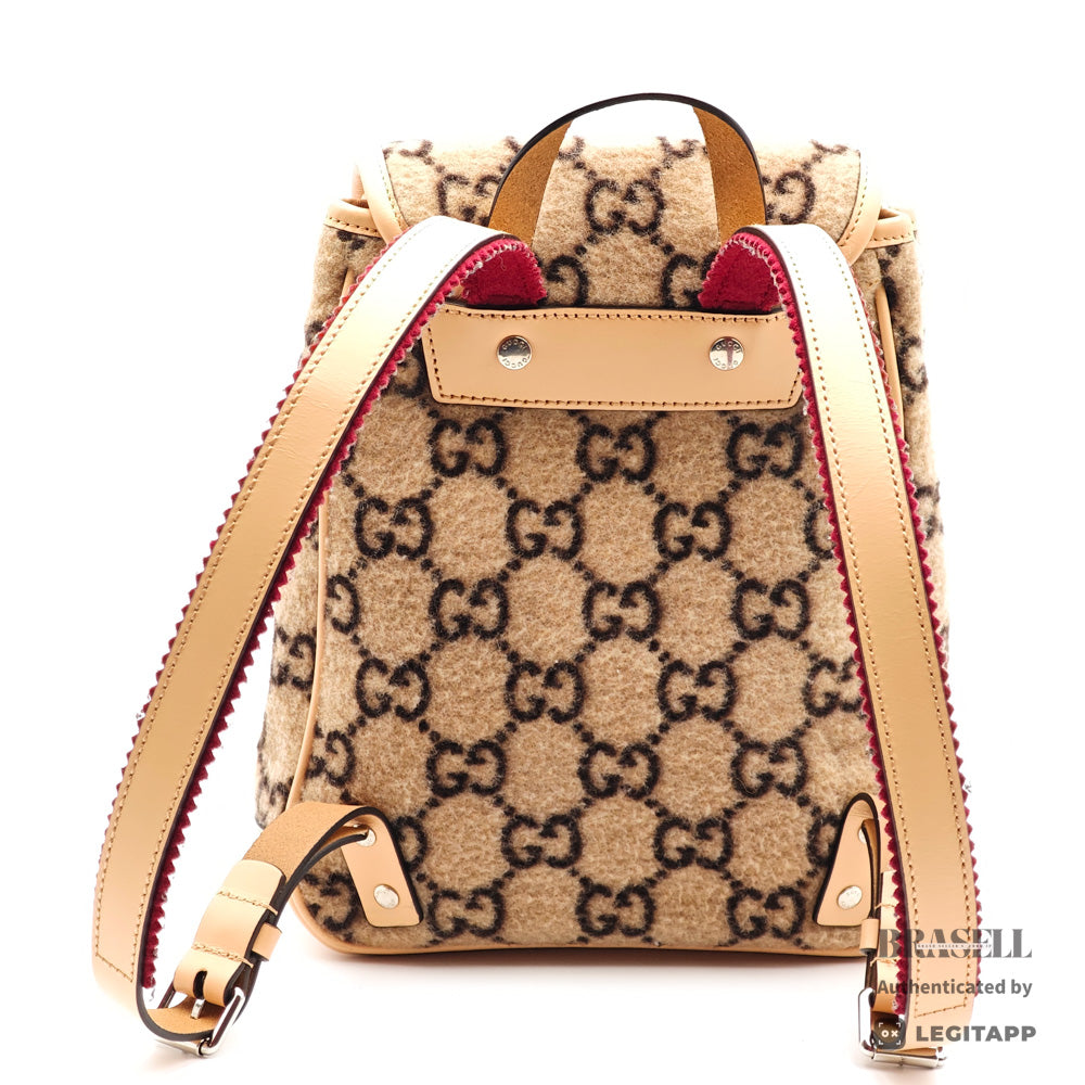 GUCCI GG Wool Backpack Gray Wool Backpack 【ImportFeeFREE】