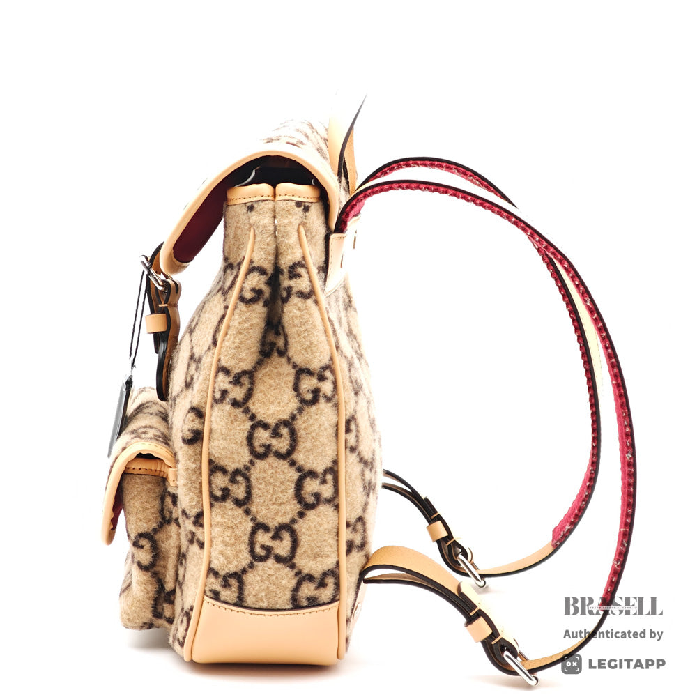 GUCCI GG Wool Backpack Gray Wool Backpack 【ImportFeeFREE】
