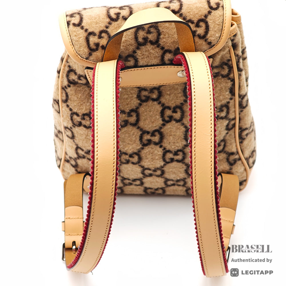 GUCCI GG Wool Backpack Gray Wool Backpack 【ImportFeeFREE】