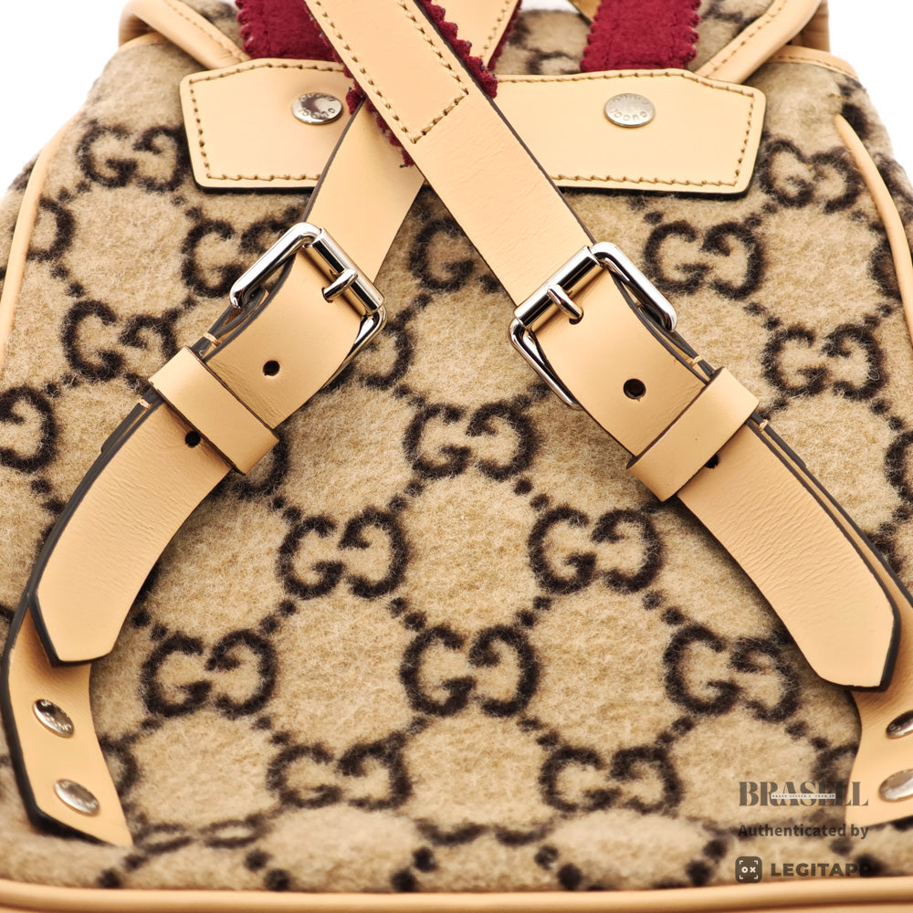 GUCCI GG Wool Backpack Gray Wool Backpack 【ImportFeeFREE】