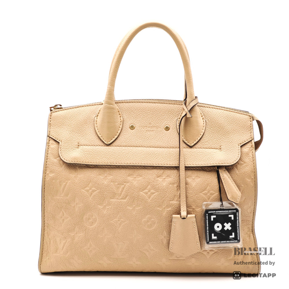 LOUIS VUITTON PontNeuf MMEmpreinte Leather Beige HandBag M41750【ImportFeeFREE】