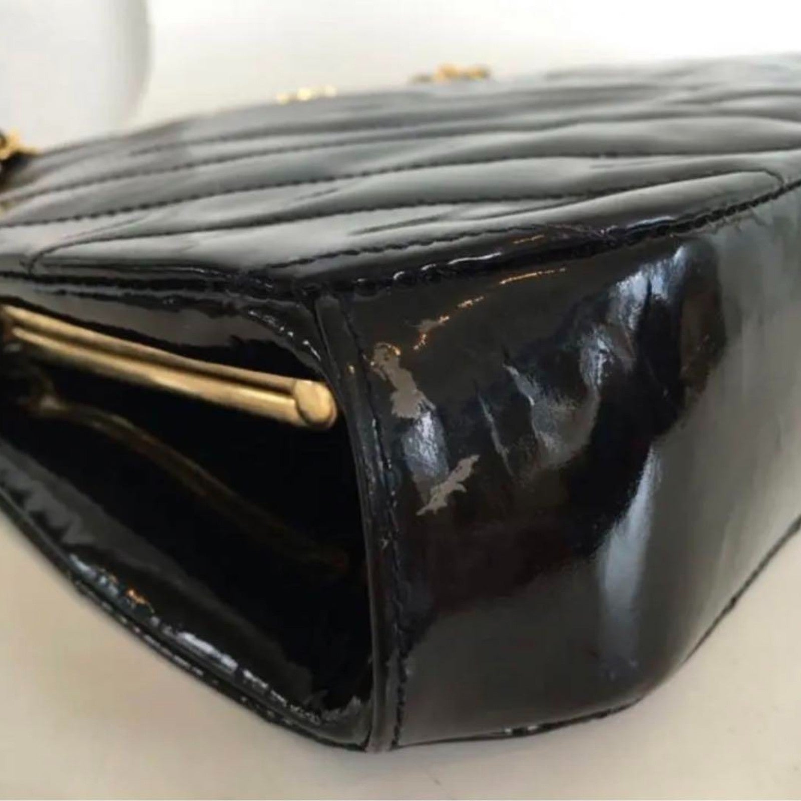 CHANEL Shoulder Bag Leather Rare Clasp Enamel Vintage