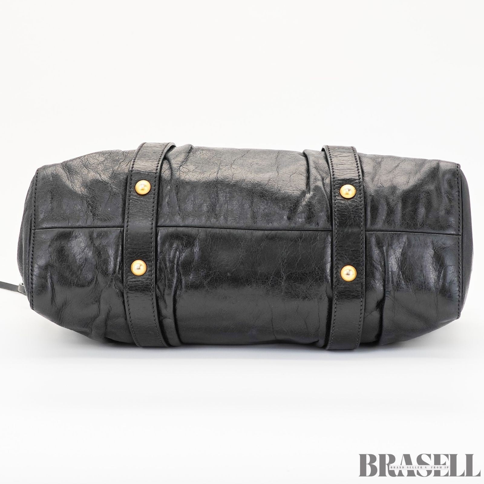 Miu Miu Gathered Handbag RT0383 2-Way Shoulder Bag Black