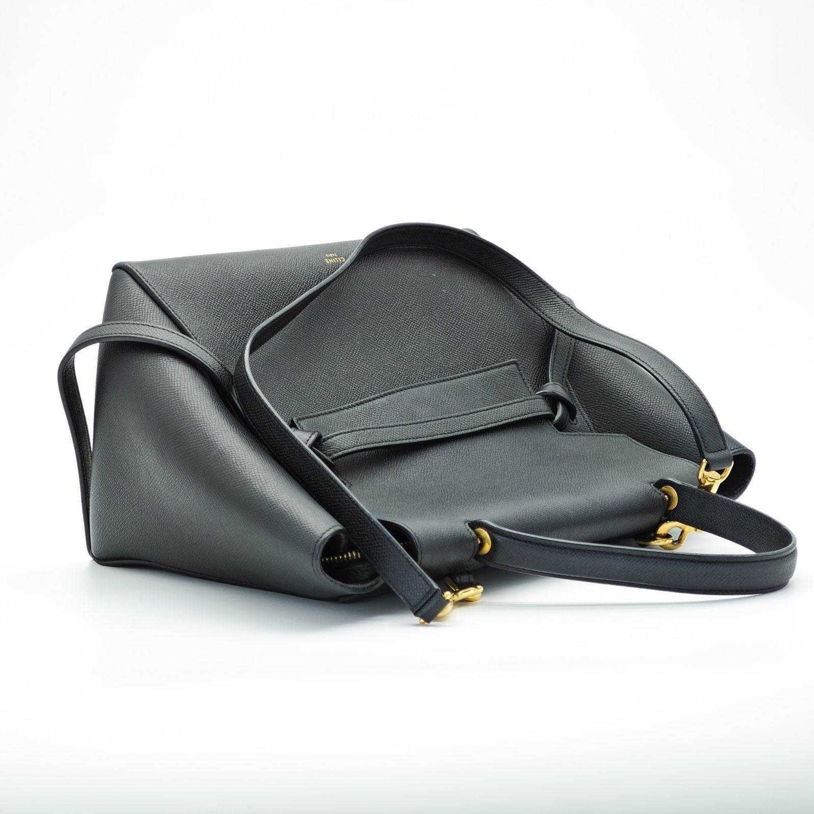 CELINE Luggage Shoulder Bag Leather 2-Way Black Women's
