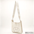 Hermes Evelyne I PM Taurillon Clemence Shoulder Bag White Unisex Silver Hardware