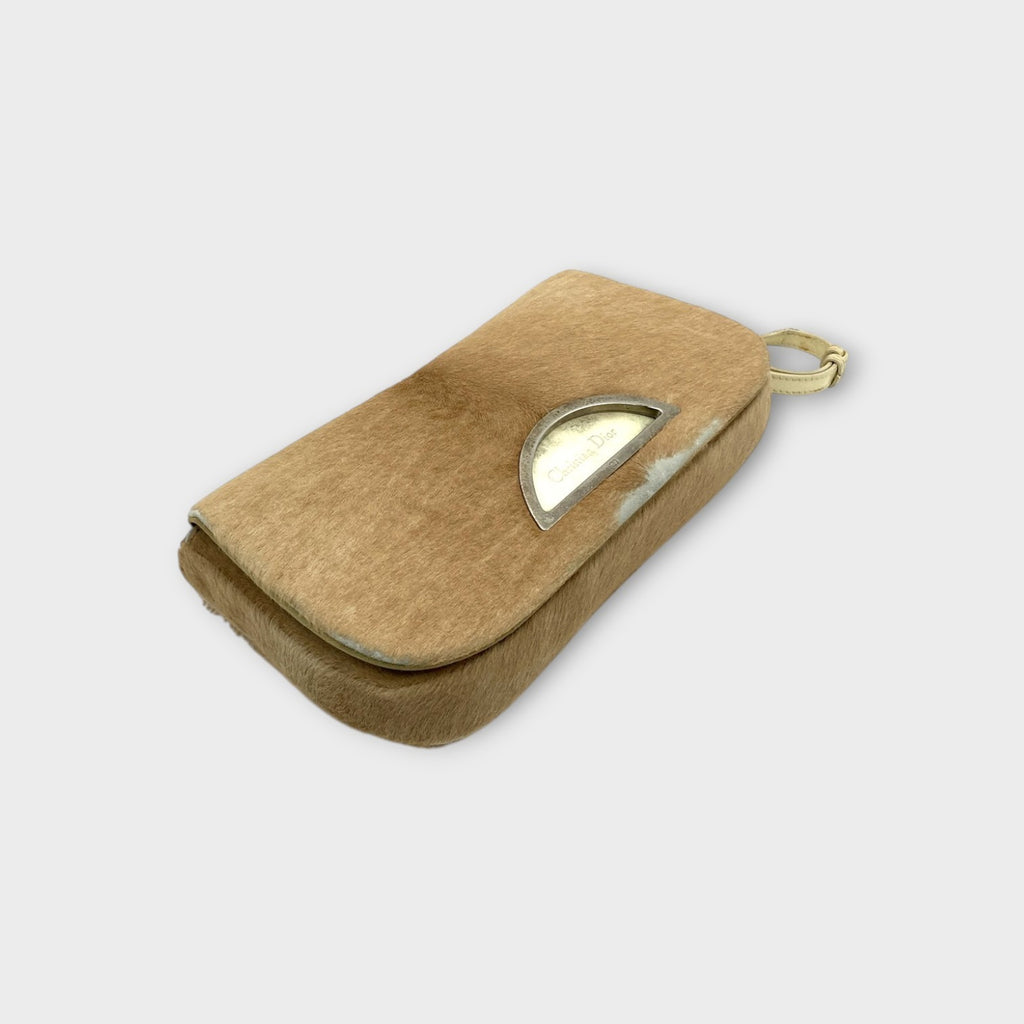 Dior Handbag Tote Bag Beige Haircalf Leather PVC Malice Pearl Magnet 【B】