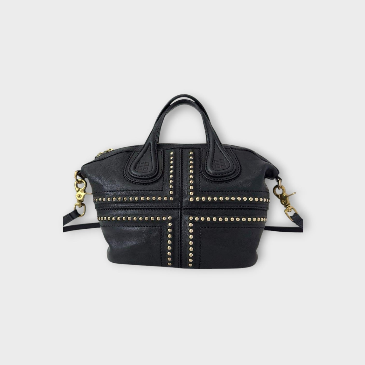 Givenchy Micro Nightingale 2Way Handbag Black Studs Leather Gold Hardware 【A】