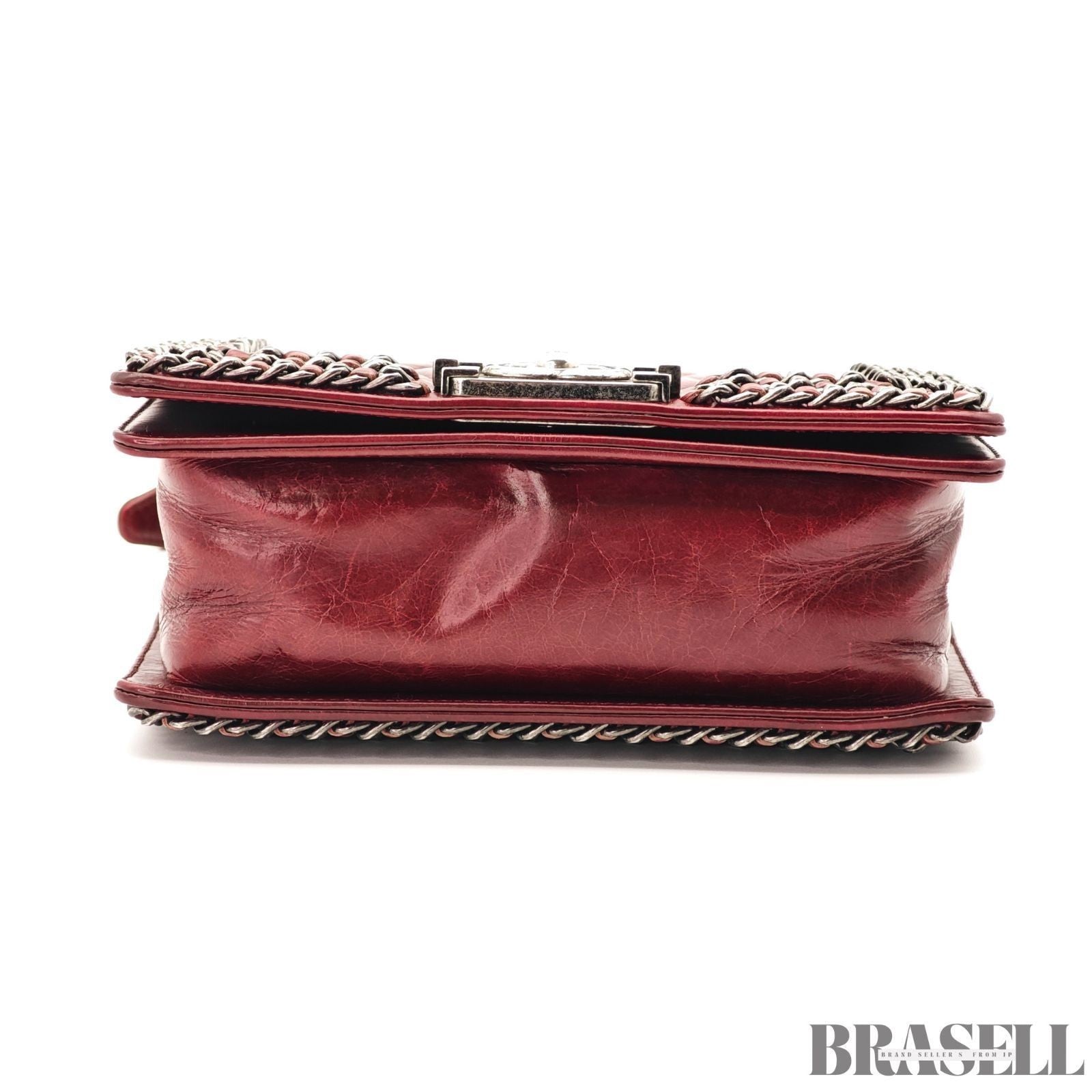 CHANEL Boy Chanel A67086 Flap Shoulder Bag Small Bordeaux Leather Women's
