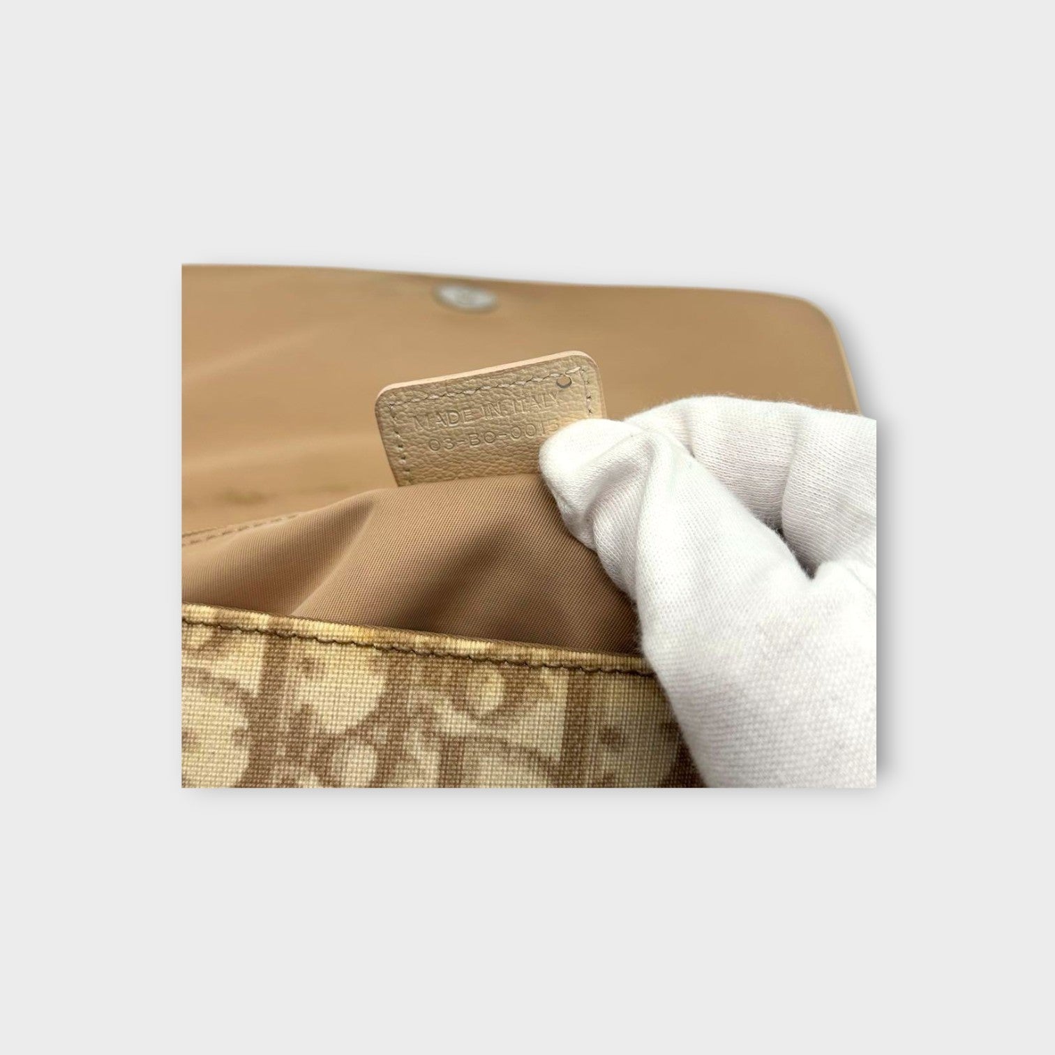 Dior Trotter Flower Embroidery Shoulder Bag CD Hardware Canvas Leather Beige 【B】