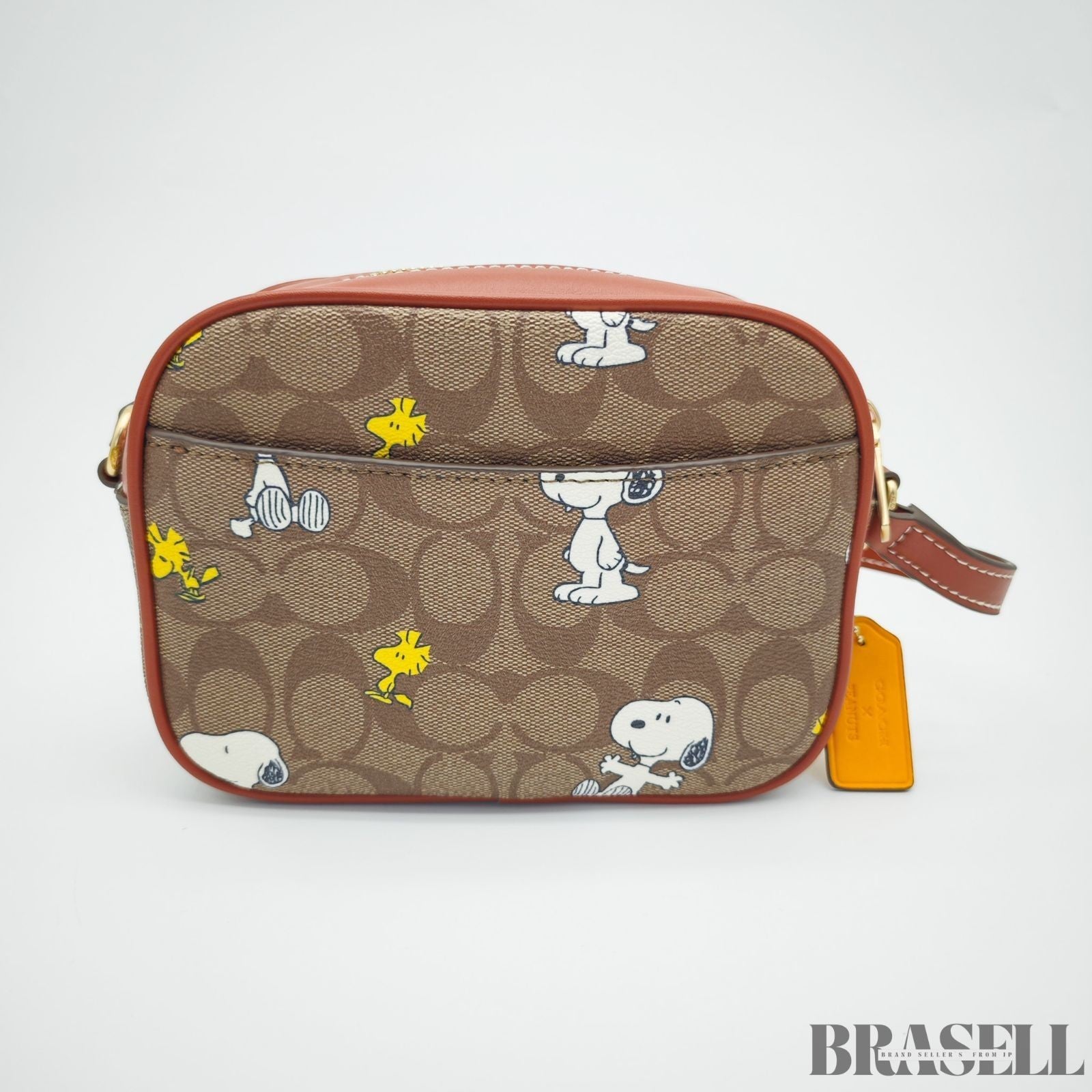 COACH Signature Snoopy Collaboration CF428 Compact Bag Cute Character Khaki