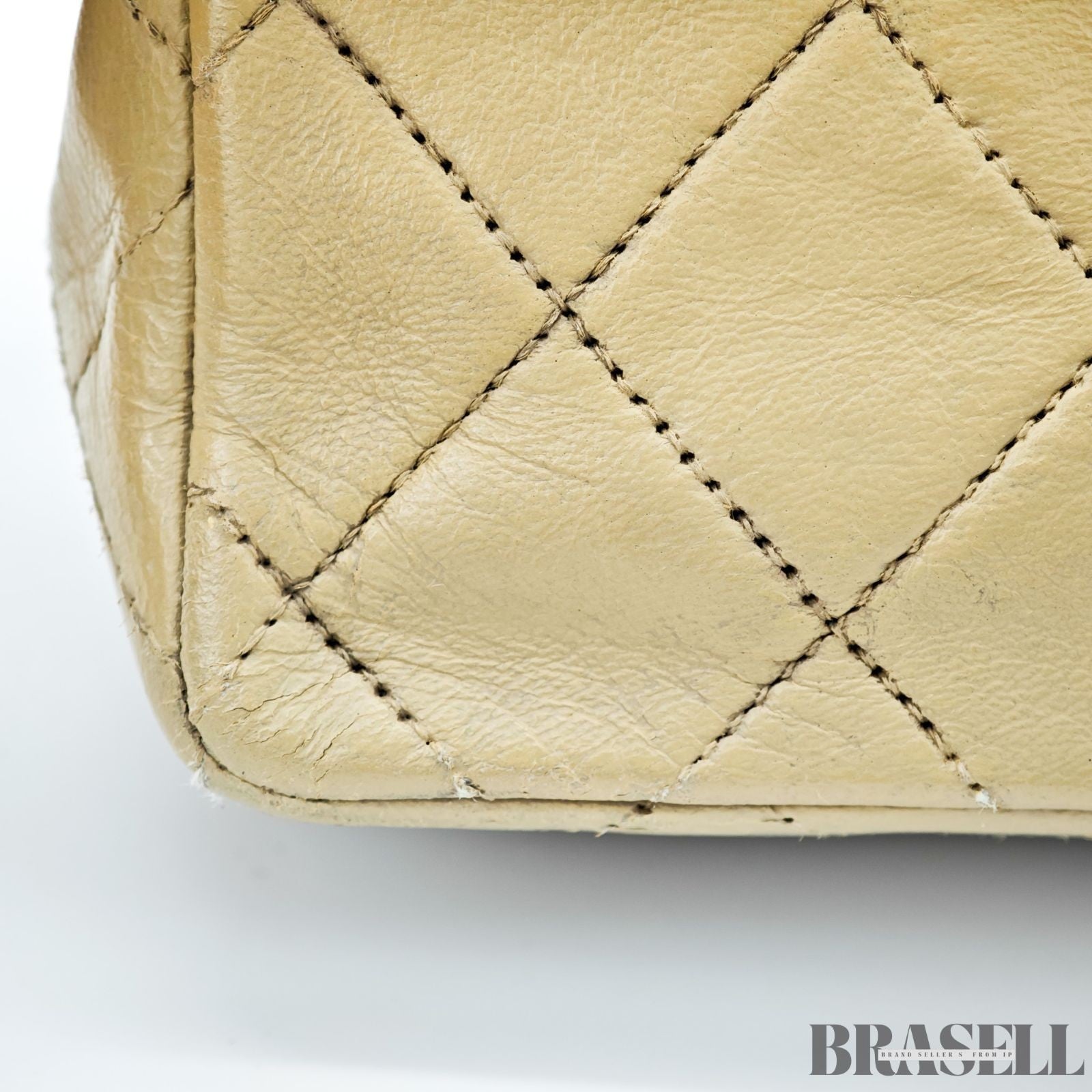 Chanel Mini Matelassé Shoulder Bag Lambskin Flap Compact Beige Women